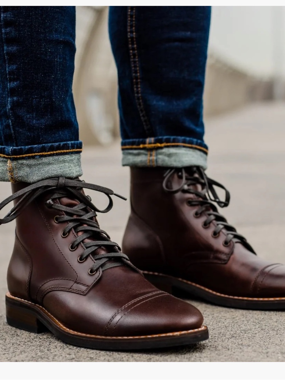 Thursday Men’s Leather Lace-Up Boots Brown Cap-Toe - Picture 9 of 9